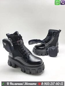 Зимние ботинки Prada кожаные черные
