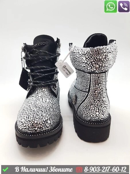 Зимние ботинки Timberland x Jimmy Choo серебряные от компании Интернет Магазин брендовых сумок и обуви - фото 1