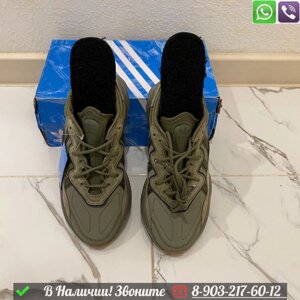 Зимние Кроссовки Adidas Ozweego хаки с мехом