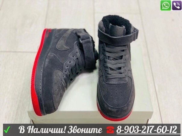 Зимние кроссовки Nike Air Jordan 1 Mid серые от компании Интернет Магазин брендовых сумок и обуви - фото 1