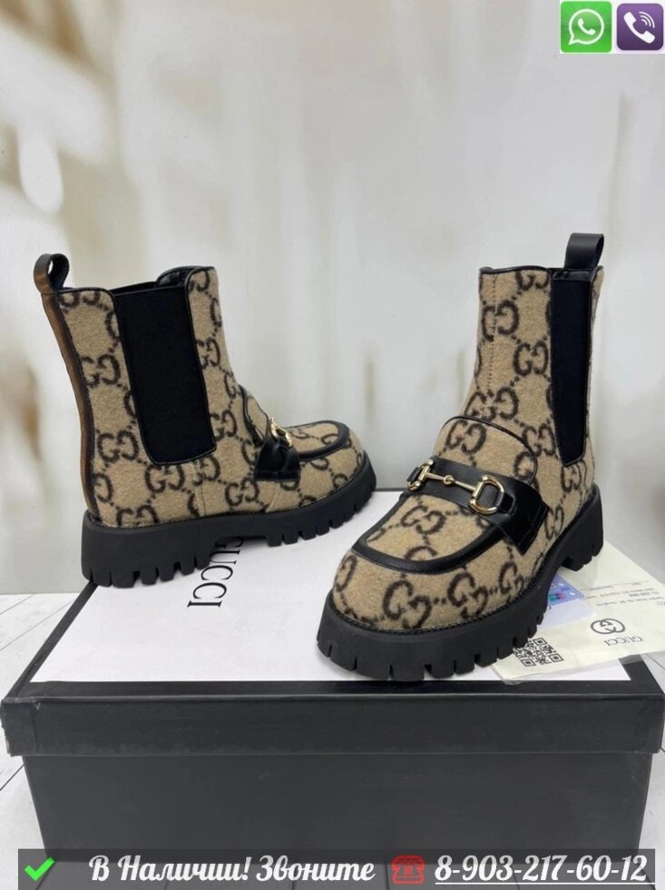 Зимние высокие Ботинки Gucci horsebit от компании Интернет Магазин брендовых сумок и обуви - фото 1