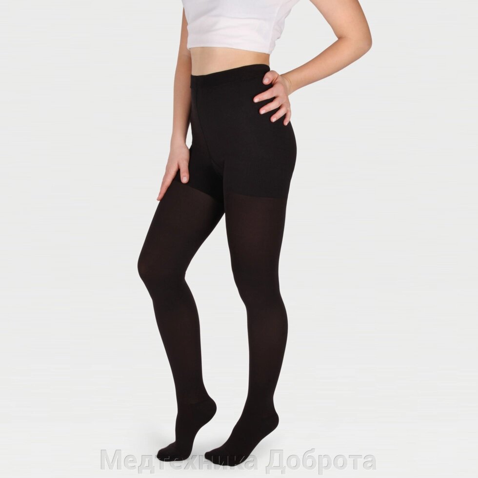 Колготки с закрытым носком женские ID-100 черные, 2кл от компании Медтехника Доброта - фото 1