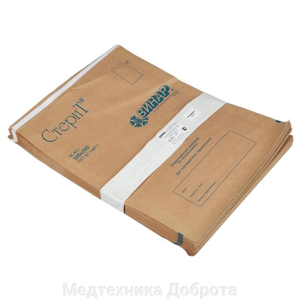 Крафт-пакеты для стерилизации 300*390 мм, 100 шт/уп от компании Медтехника Доброта - фото 1