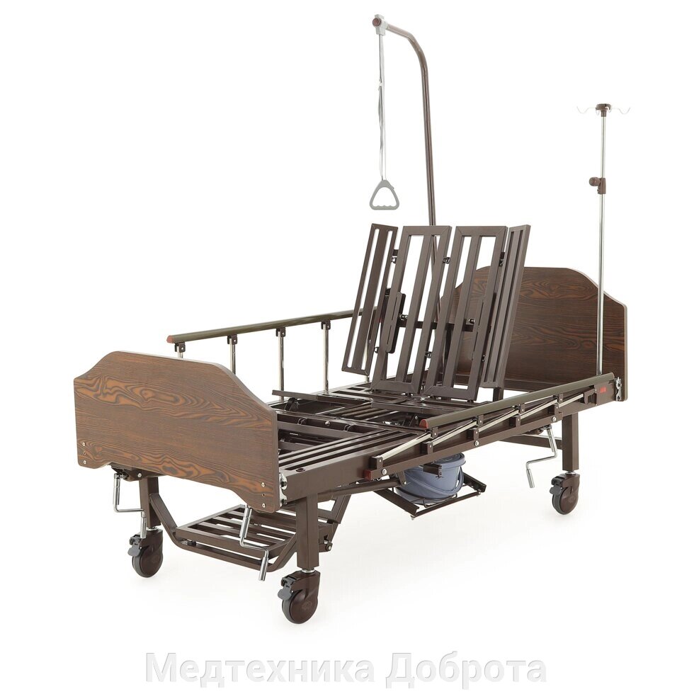 Кровать медицинская механическая YG-5 ЛДСП с боковым переворачиванием, туалетным устройством и функцией «кардиокресло» от компании Медтехника Доброта - фото 1