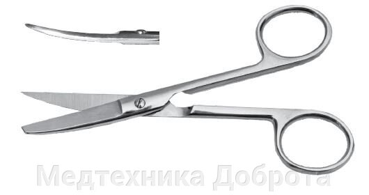 Ножницы с одним острым концом, изогнутые, 170 мм от компании Медтехника Доброта - фото 1