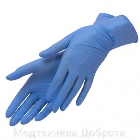 Перчатки медицинские нитриловые размер L, 100пар от компании Медтехника Доброта - фото 1