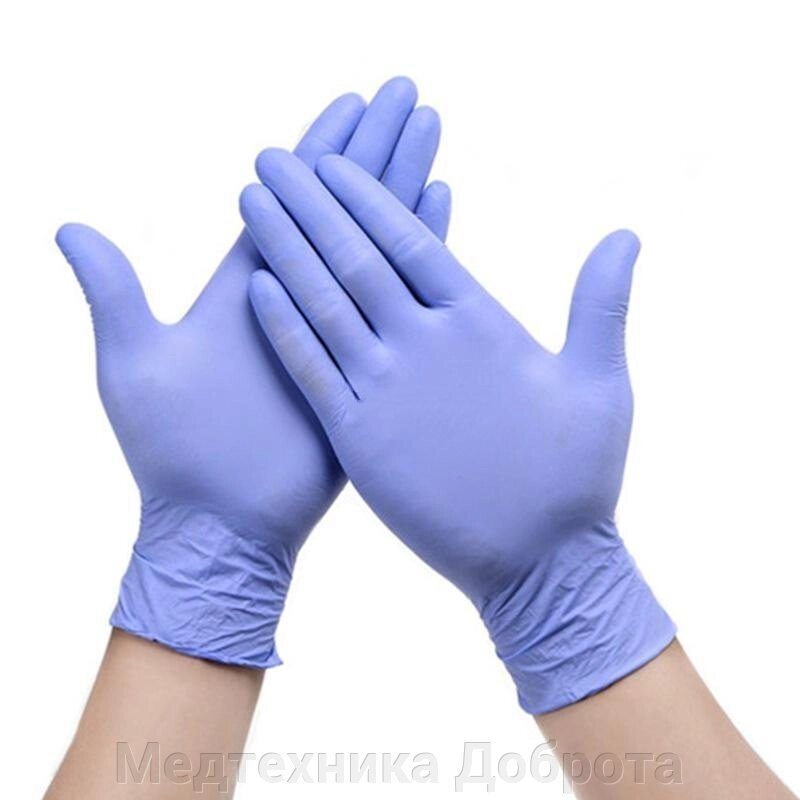 Перчатки медицинские нитриловые размер М, 50пар от компании Медтехника Доброта - фото 1