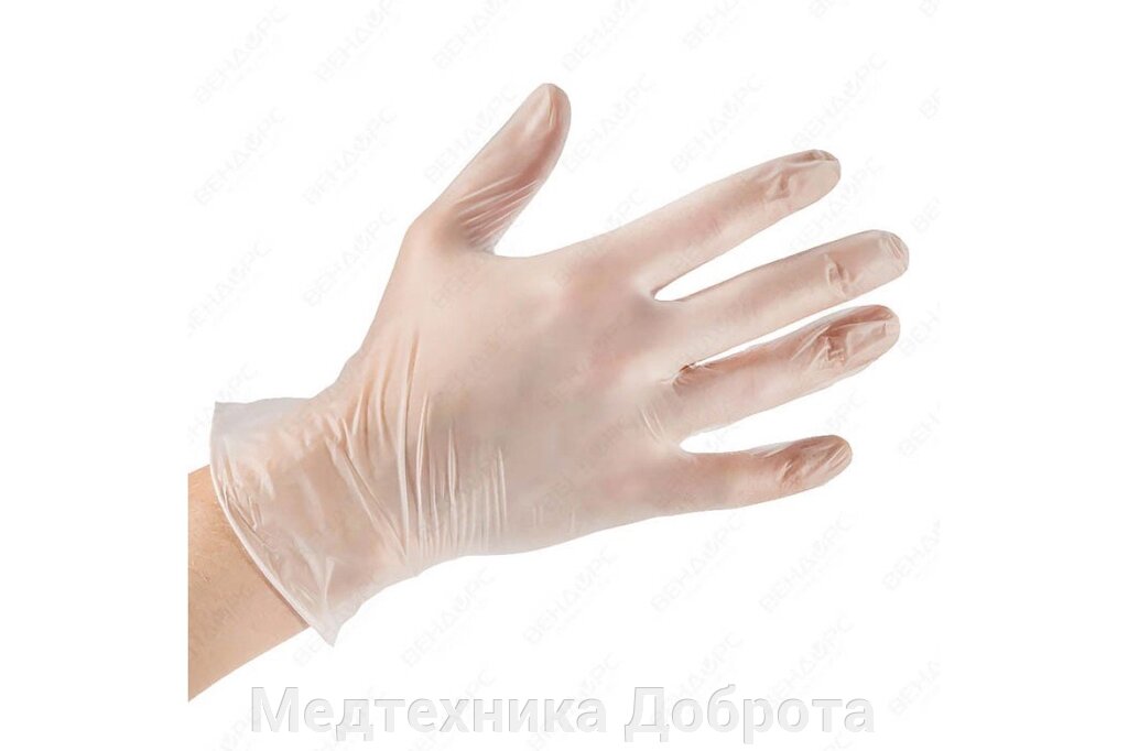 Перчатки виниловые, неопудренные, L от компании Медтехника Доброта - фото 1