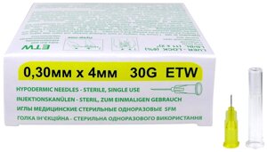 Иглы для мезотерапии 30G (0,30 x 4 мм), инъекционные 50 штук - SFM ETW