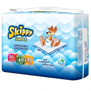 Пеленки Skippy Simple детские гигиенические впитывающие 60x90 30 шт