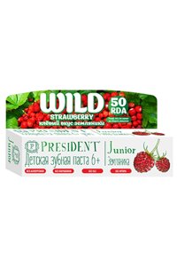 Зубная паста со вкусом земляники без фтора PRESIDENT Junior Wild Strawberry 6-12 лет