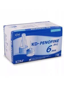 Иглы для шприц-ручек KD-PENOFINE 31G (0.25mm) 6мм 100шт