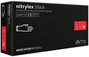 Перчатки медицинские нитриловые NITRYLEX BLACK размер L, черные 50пар