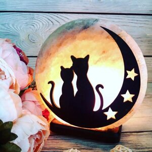 Соляной светильник "Коты на Луне" 3-4 кг