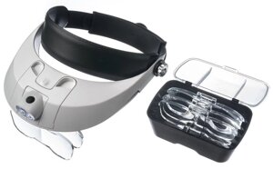 Лупа-очки налобная бинокулярная 1.0-6x, с подсветкой MG81001-G