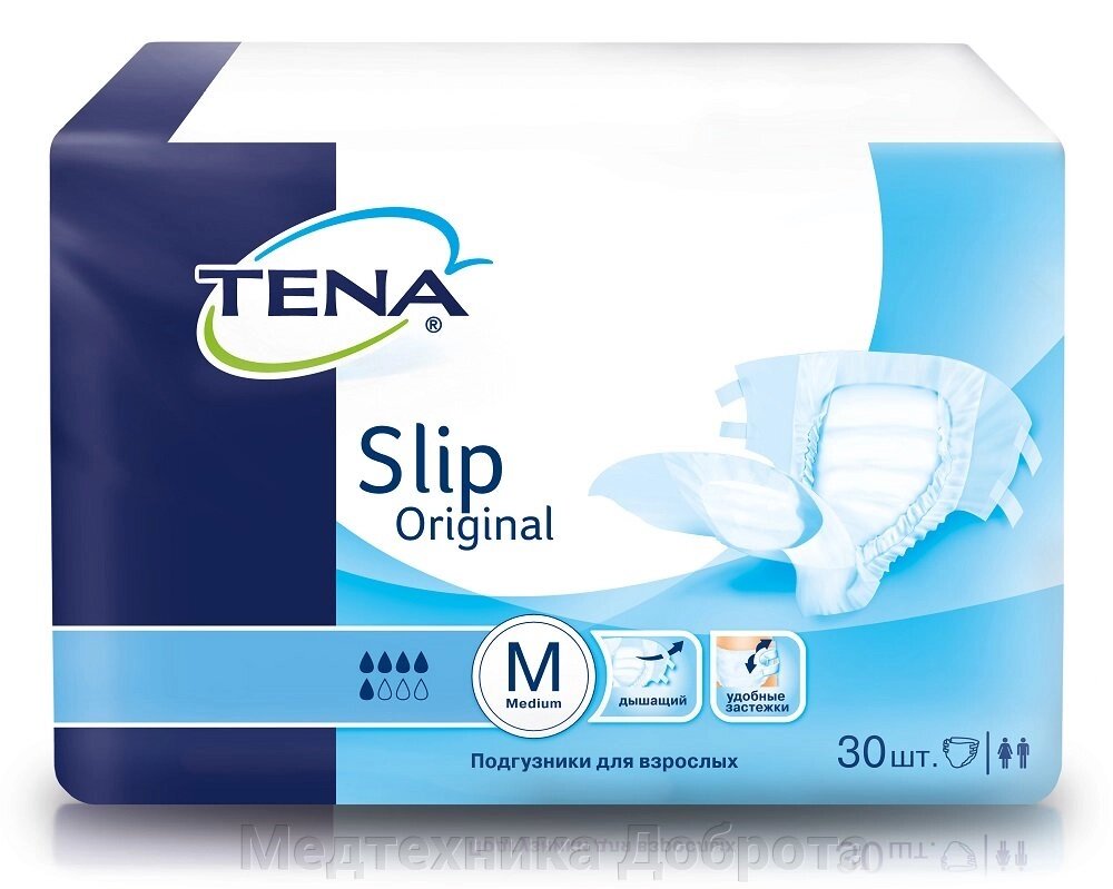Подгузники для взрослых TENA Slip Original M, 30шт. от компании Медтехника Доброта - фото 1