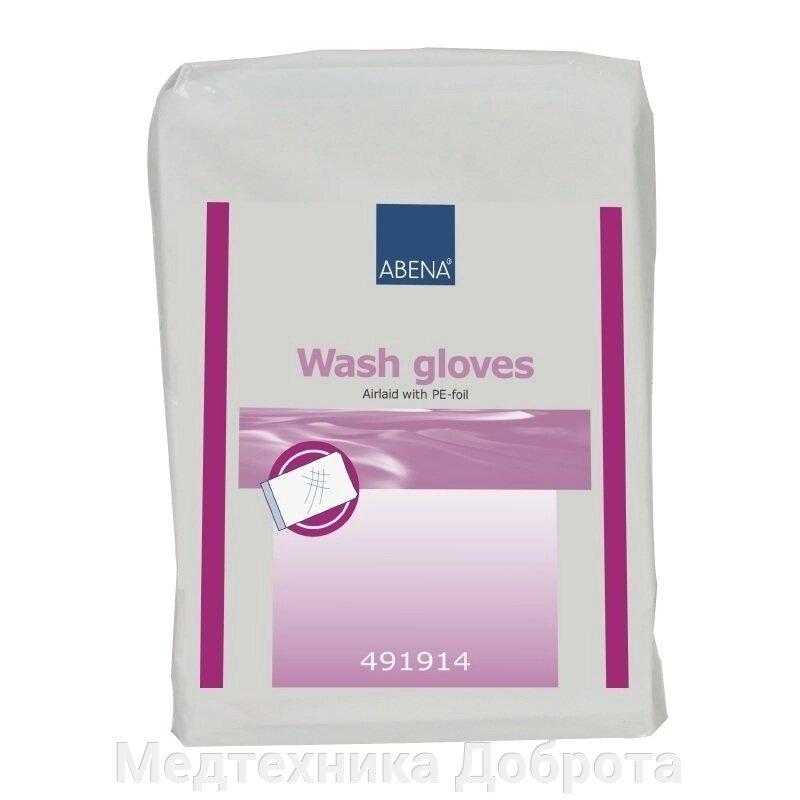 Рукавицы для мытья Wash gloves Airlaid/PE (16x23см, 50шт/уп) от компании Медтехника Доброта - фото 1