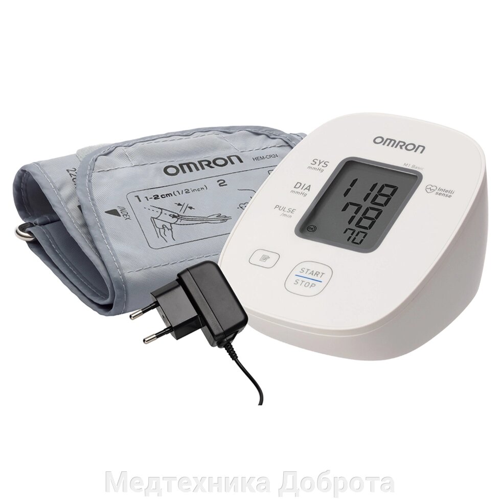 Тонометр OMRON M1 Basic с адаптером и веерообразной манжетой от компании Медтехника Доброта - фото 1