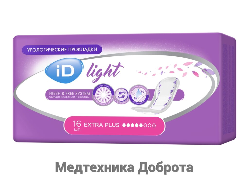 Урологические прокладки iD LIGHT EXTRA PLUS, 16шт от компании Медтехника Доброта - фото 1