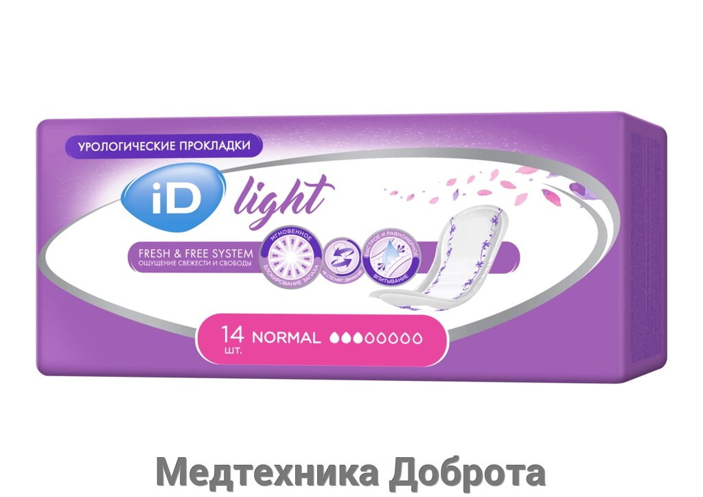 Урологические прокладки iD LIGHT NORMAL, 14шт от компании Медтехника Доброта - фото 1