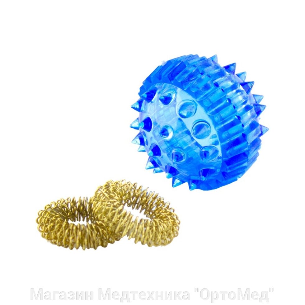 Массажный шарик Су-джок + две кольцевые пружины от компании Магазин Медтехника "ОртоМед" - фото 1