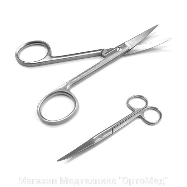 Ножницы хирургические с острыми концами изогнутые 145 мм "SURGICON" J-22-041 от компании Магазин Медтехника "ОртоМед" - фото 1