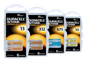 Батарейки для слуховых аппаратов DURACELL Activair №13, №675 Германия