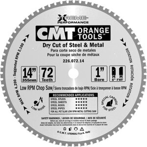 Диск (сухой рез: железо, сталь) CMT 226.072.14
