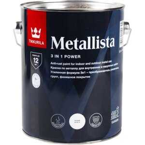 Краска для металла Tikkurila METALLISTA по ржавчине 3 в 1, база A, 2.3 л, белая 259168 710011841