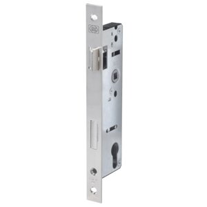 Никелированный корпус замка для дверей из алюминиевого профиля Doorlock PL201