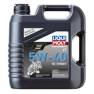 НС-синтетическое моторное масло 4T для 4-х тактных мотоциклов LIQUI MOLY Motorbike 4T HC Street 5W-40