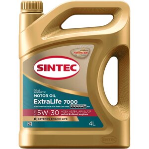 Синтетическое моторное масло Sintec extralife 7000 sae 5w-30, api sn/cf, acea a3/b4