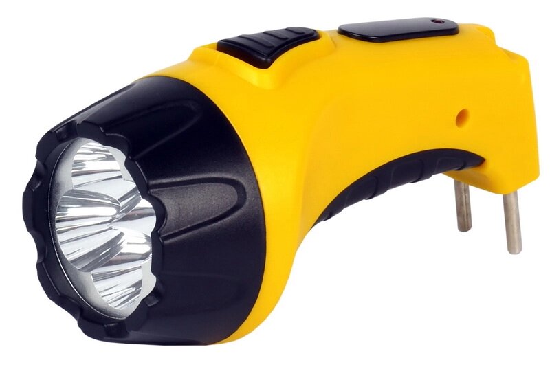 Аккумуляторный светодиодный фонарь Smartbuy 4 LED, прямая зарядка, желтый (SBF-84-Y) от компании F-MART - фото 1