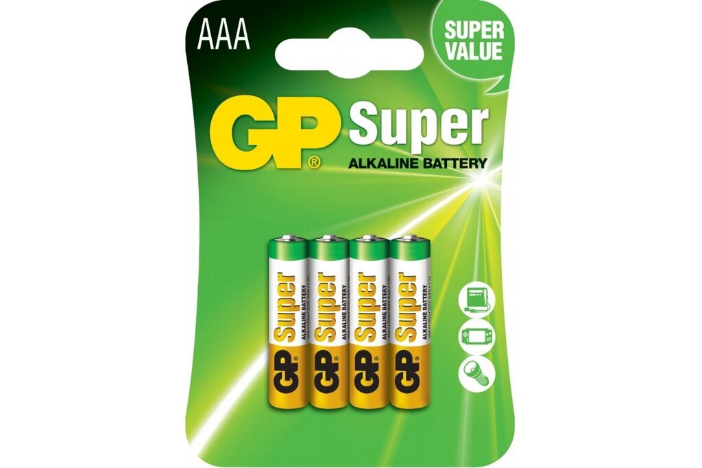 Батарейка GP Super Alkaline LR03 24A SB4 ААА от компании F-MART - фото 1