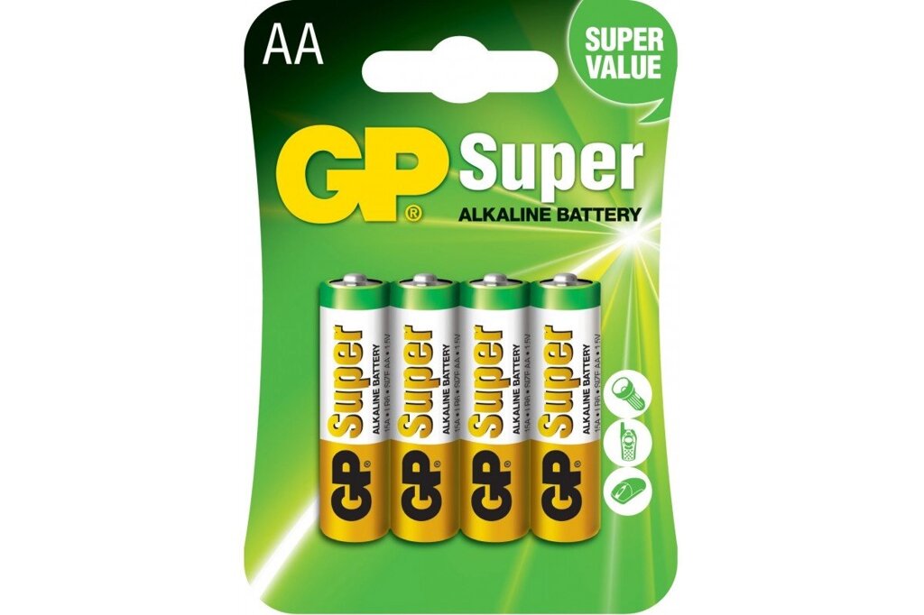 Батарейка GP Super Alkaline LR06 15A SB4 АА от компании F-MART - фото 1