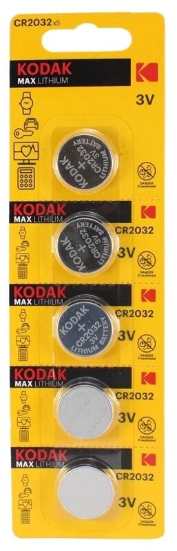 Батарейка KODAK CR2032/5BL MAX Lithium от компании F-MART - фото 1
