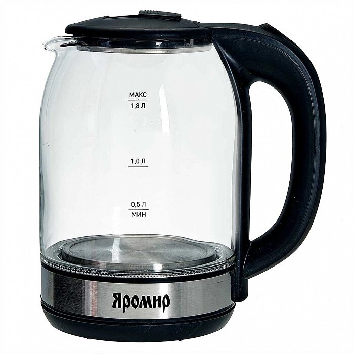 Чайник электрический ЯРОМИР ЯР-1061 1,8 л стекло, черный 1500Вт от компании F-MART - фото 1