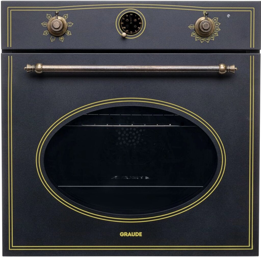 Духовой шкаф электрический GRAUDE BK 60.1 SM черный/бронза (ретро, аналог. таймер) от компании F-MART - фото 1