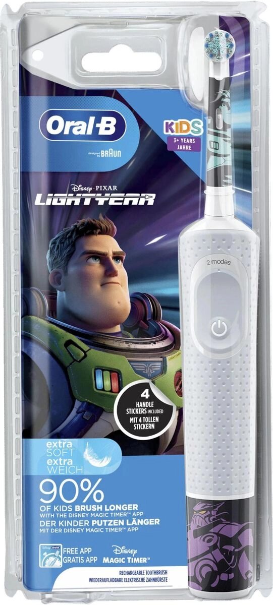 Электрическая зубная щетка Oral-B D100.413 Kids Lightyear голубой от компании F-MART - фото 1