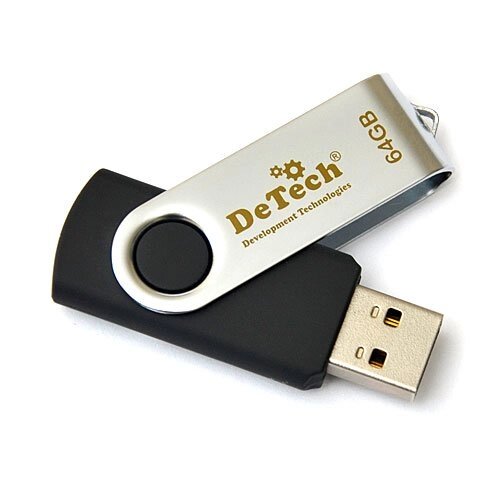 Флешка DeTech 128GB U3 USB 3.0 Swivel Black от компании F-MART - фото 1
