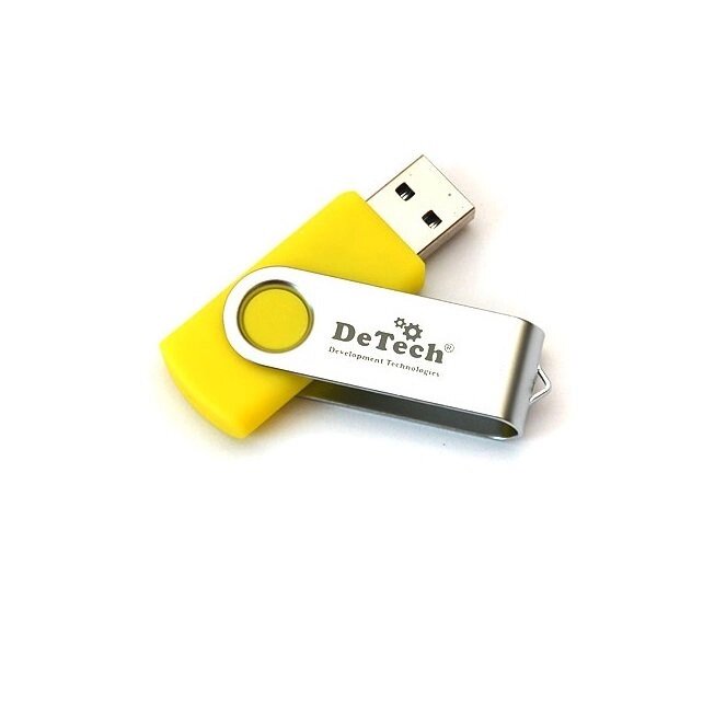 Флешка DeTech 16GB Swivel Yellow от компании F-MART - фото 1
