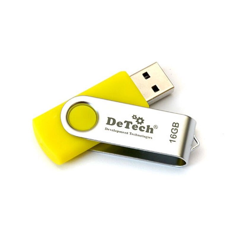 Флешка DeTech 256GB U3 Swivel Yellow от компании F-MART - фото 1