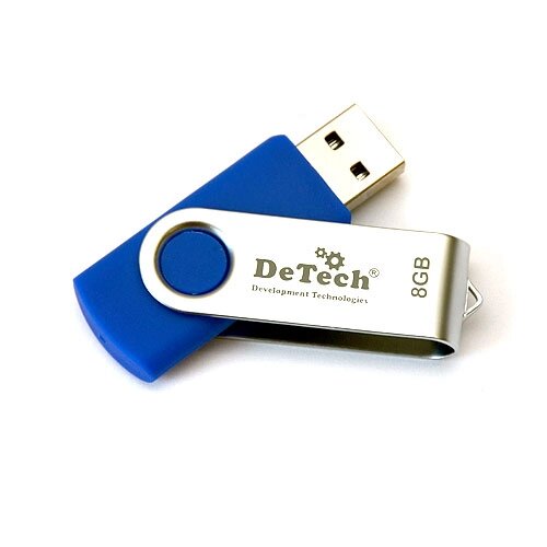 Флешка DeTech 8GB U3 (Swivel Blue) от компании F-MART - фото 1