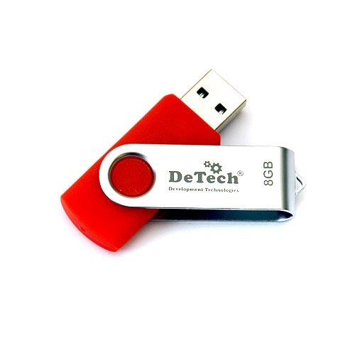 Флешка DeTech 8GB U3 (Swivel Red) от компании F-MART - фото 1