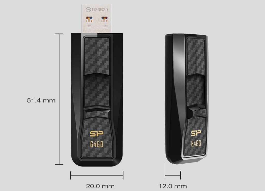 Флешка Silicon Power 16GB Blaze B50 Black Carbon (SP016GBUF3B50V1K) от компании F-MART - фото 1