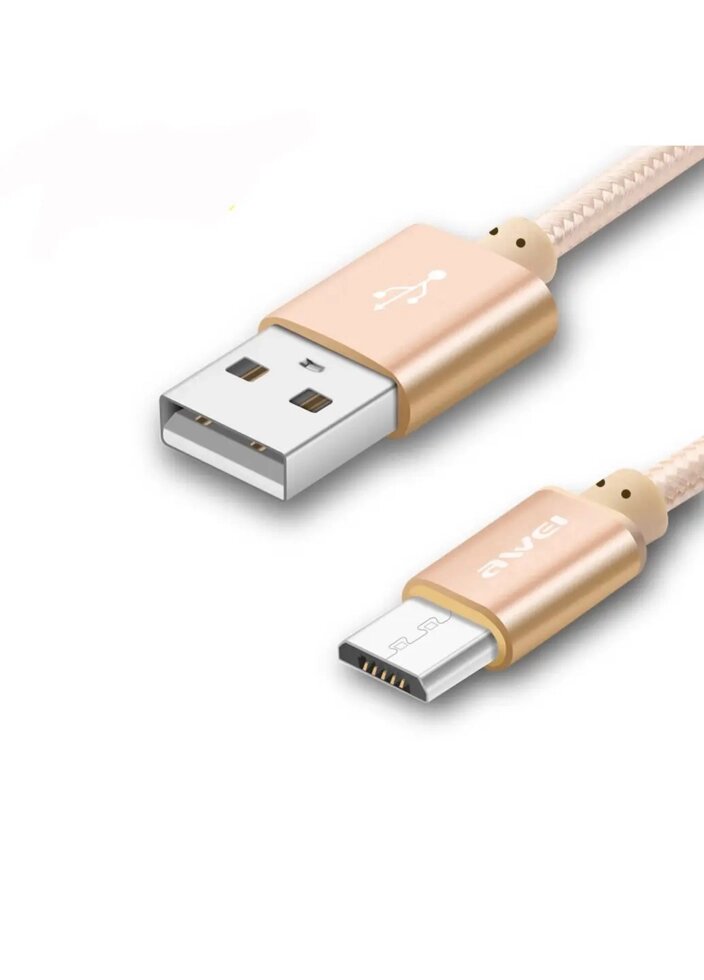 Кабель Awei Micro-USB to USB  CL-10 0,3 метра Gold (AWE-CL-10-GLD) от компании F-MART - фото 1