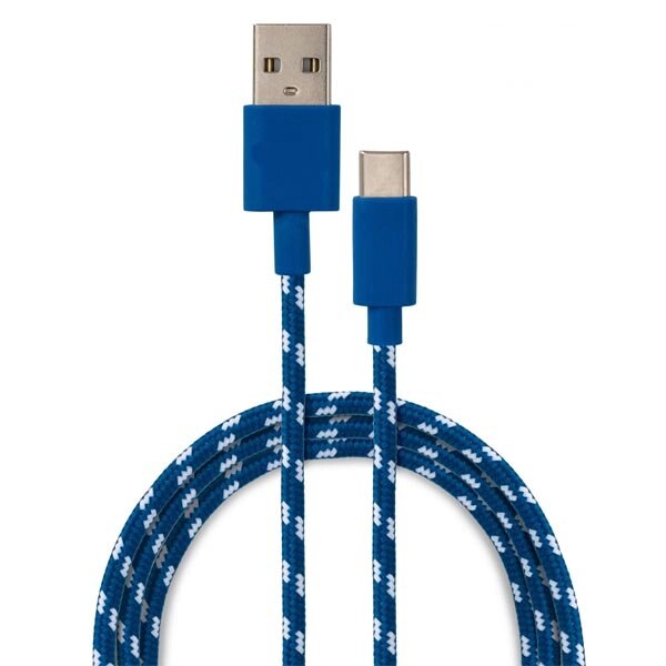 Кабель DeTech USB 2.0 AM-Type C 5V3A, медный, нейлоновая оплетка, синий цвет, 1м от компании F-MART - фото 1