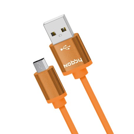Кабель Nobby Practic USB - micro USB, 2.1A, длина 1,0 м, оранжевый (NBP-DT-005OR) от компании F-MART - фото 1