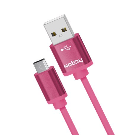 Кабель Nobby Practic USB - micro USB, 2.1A, длина 1,0 м, розовый (NBP-DT-005P) от компании F-MART - фото 1