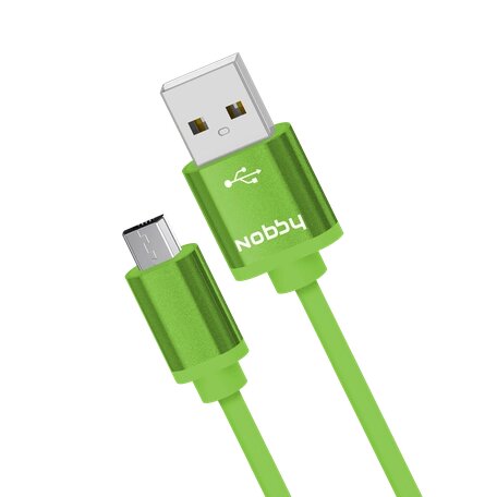 Кабель Nobby Practic USB - micro USB, 2.1A, длина 1,0 м, зеленый (NBP-DT-005GN) от компании F-MART - фото 1